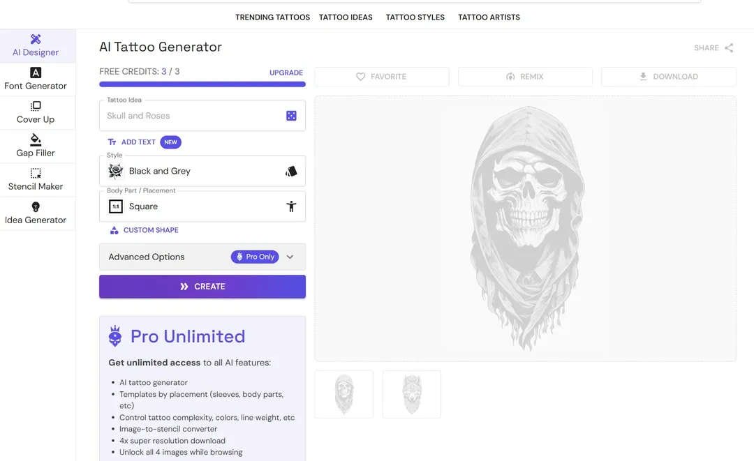 Blackink AI纹身生成